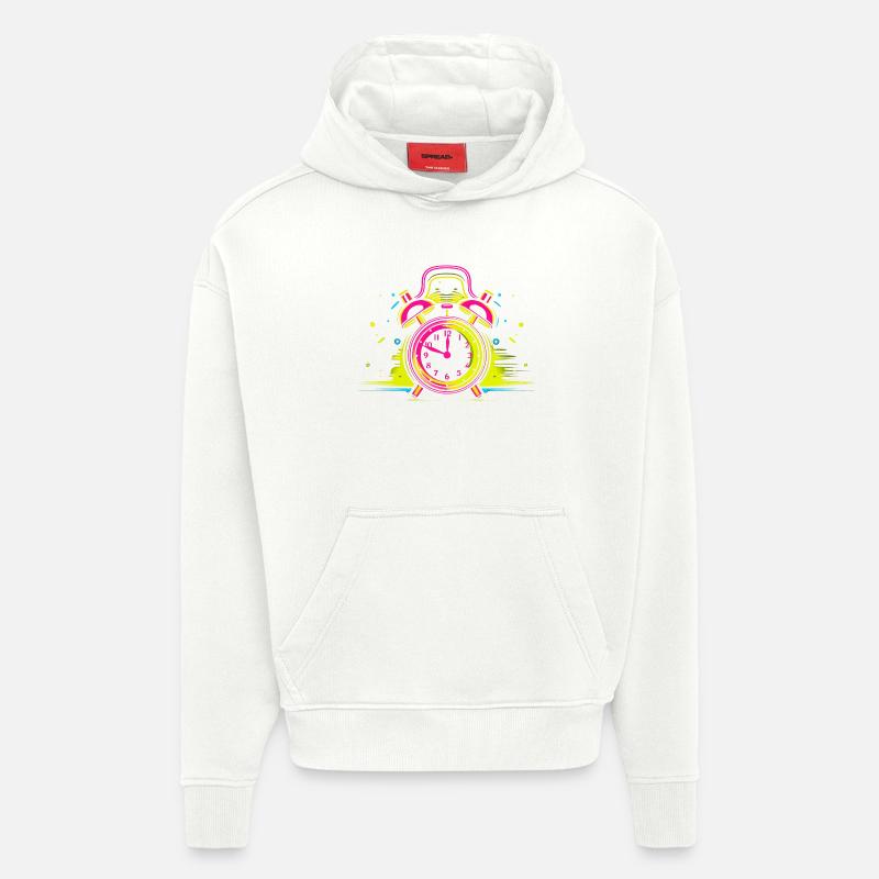 Synthwave de réveil - Sweat à capuche bio épais oversize fabriqué en UE - OFF WHITE