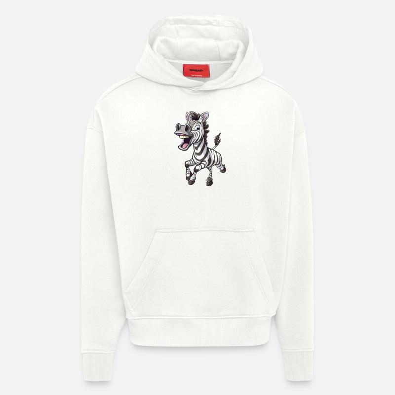 Fröhliches Zebra Mit Einem Lächeln - Hoodie- made by SPREAD  - OFF WHITE