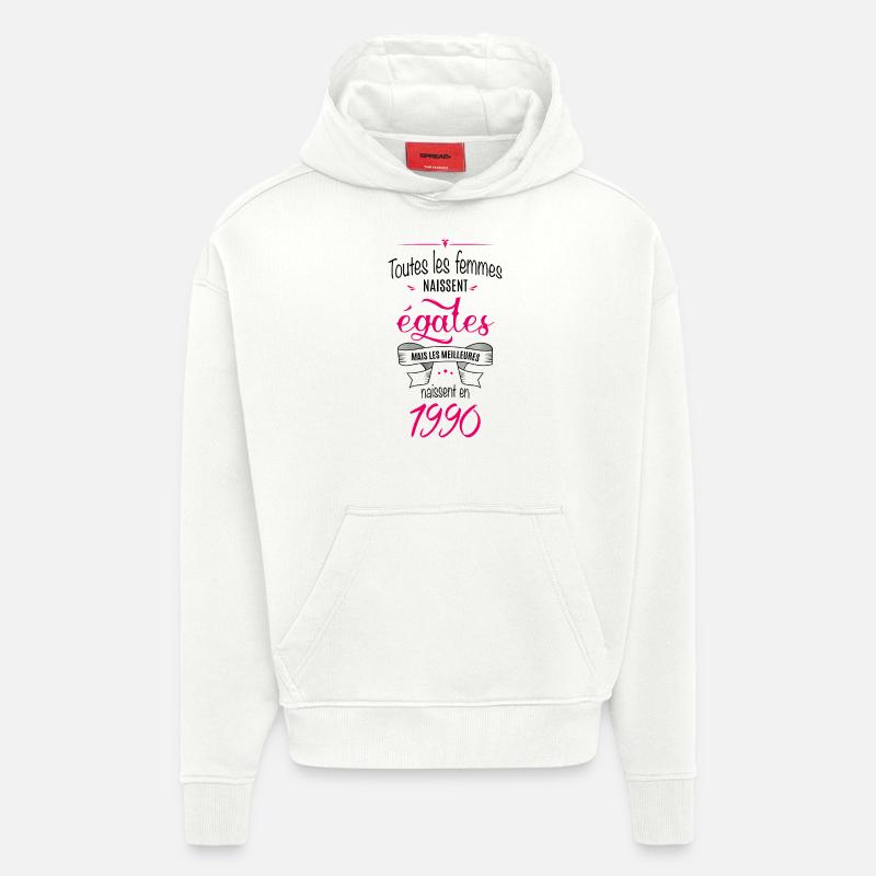 Année 1990 (fe) - Sweat à capuche bio épais oversize fabriqué en UE - OFF WHITE