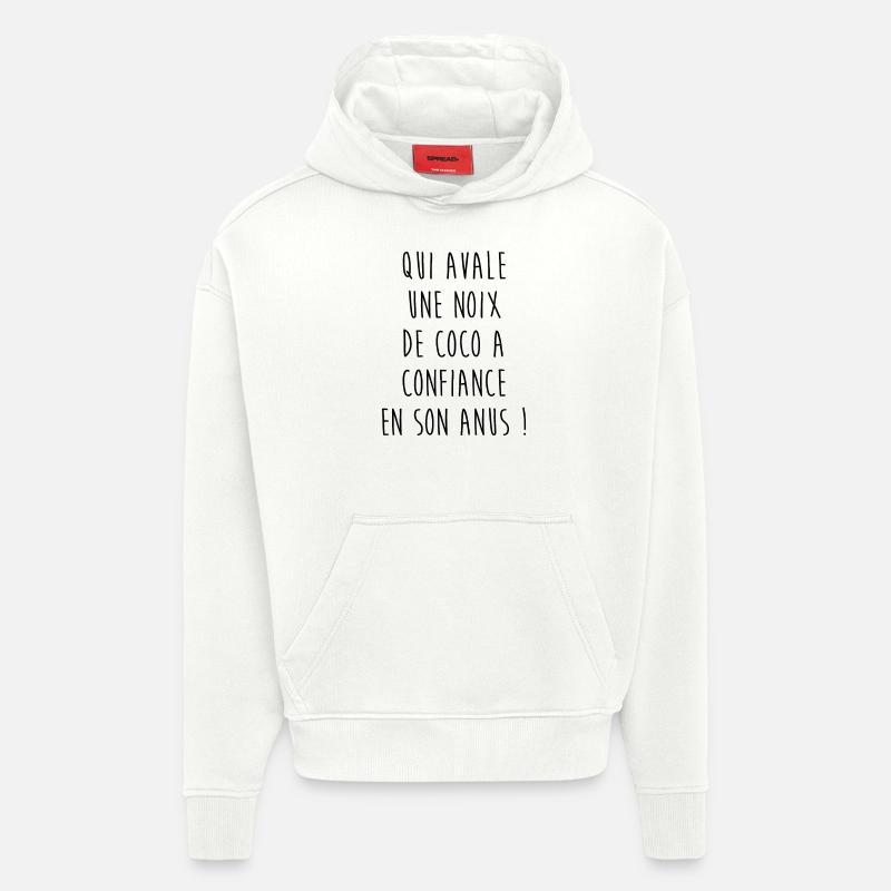 ...une noix de coco - Sweat à capuche bio épais oversize fabriqué en UE - OFF WHITE