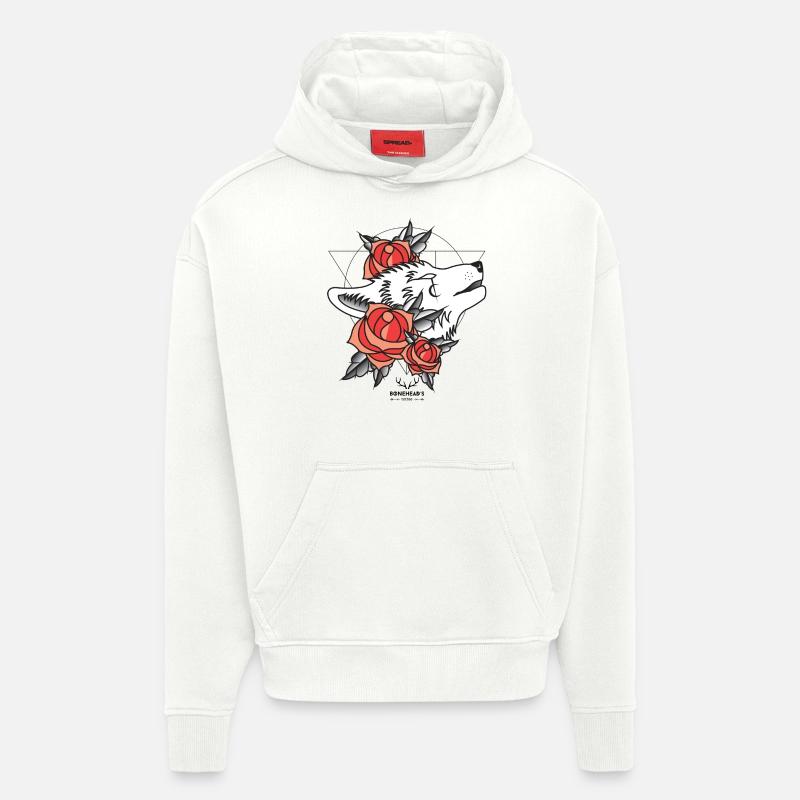 Wolfhead - Sweat à capuche bio épais oversize fabriqué en UE - OFF WHITE
