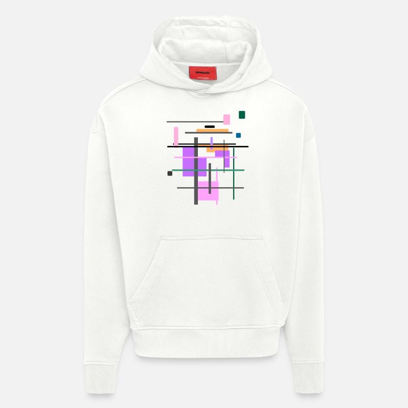 Abstrait - Sweat à capuche bio épais oversize fabriqué en UE - OFF WHITE
