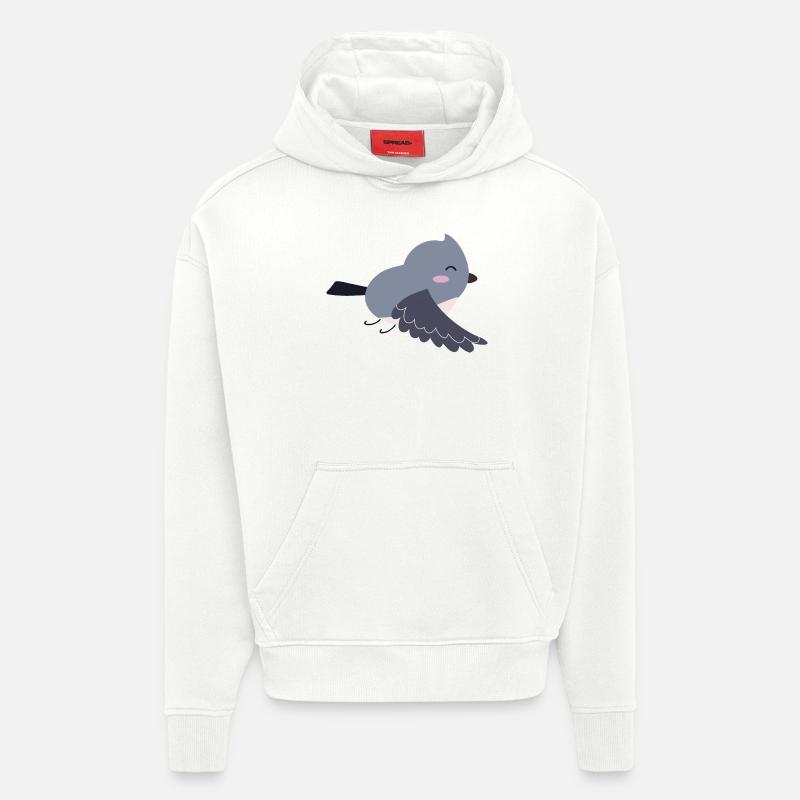 Doux oiseau Idée cadeau - Sweat à capuche bio épais oversize fabriqué en UE - OFF WHITE