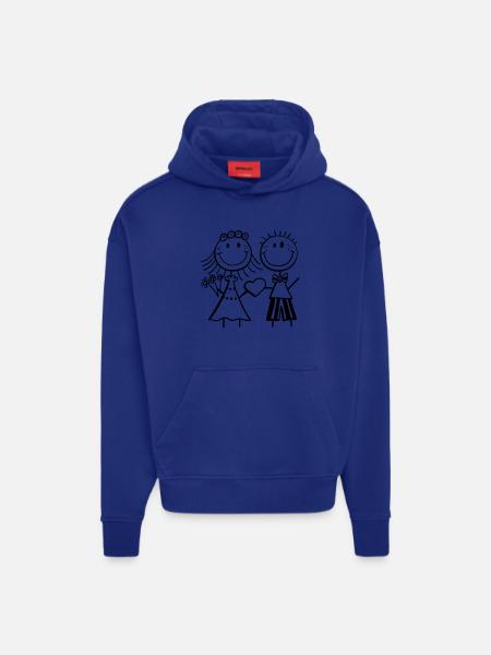 Funny tændstikmand brud og brudgom - bryllup - Sjov - Heavyweight oversized organic hoodie made in EU - OFF WHITE