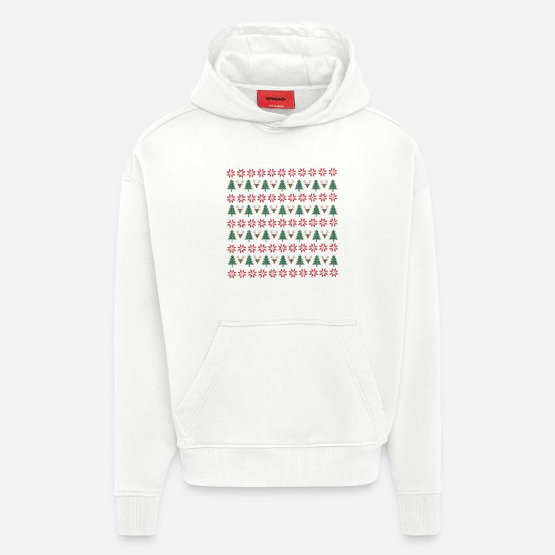 Noël - Sweat à capuche bio épais oversize fabriqué en UE - OFF WHITE