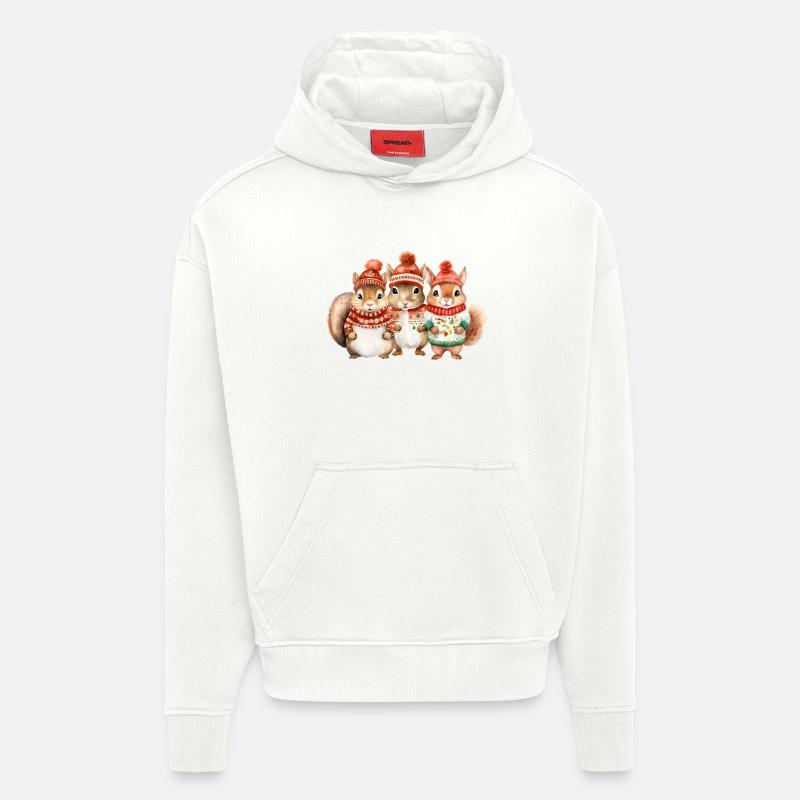 Winterliches Eichhörchen-Trio - Hoodie- made by SPREAD  - OFF WHITE