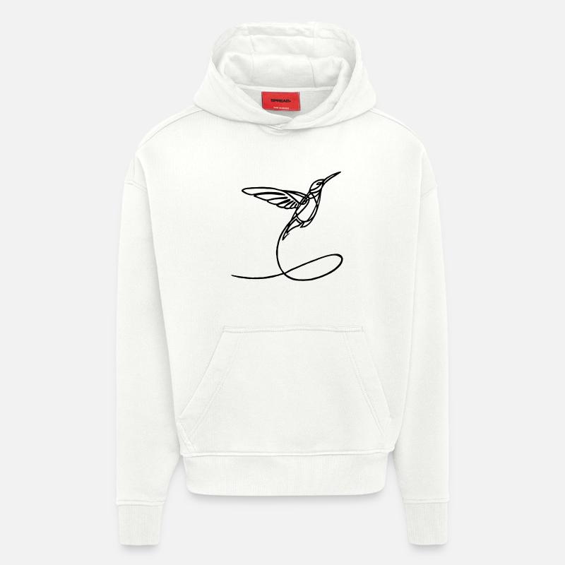 Oiseau étrange noir - Sweat à capuche bio épais oversize fabriqué en UE - OFF WHITE