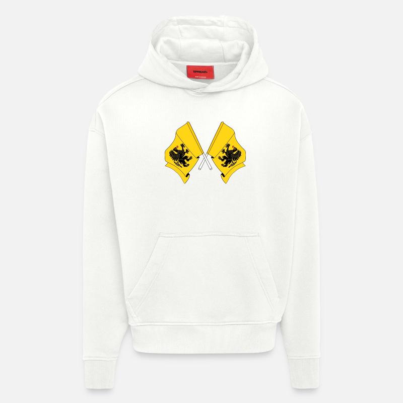 Deux drapeaux de Poméranie - Sweat à capuche bio épais oversize fabriqué en UE - OFF WHITE