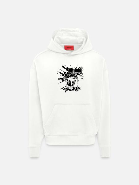 Gobelets de glace - Sweat à capuche bio épais oversize fabriqué en UE - OFF WHITE