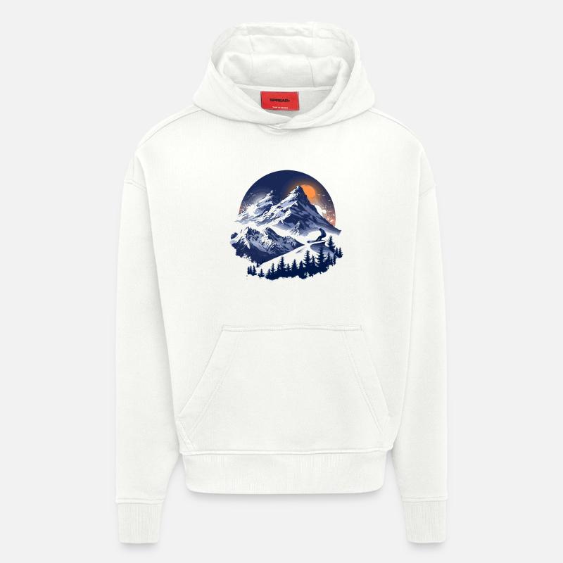Graphismes de snowboard - Sweat à capuche bio épais oversize fabriqué en UE - OFF WHITE