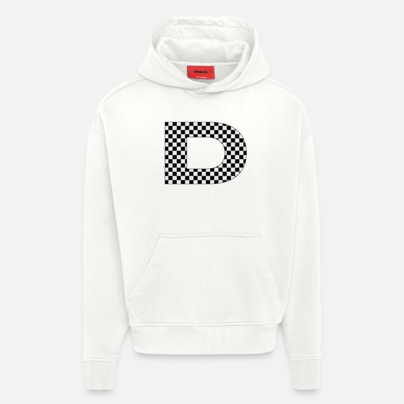Checkered pattern with letter D - Hoodie- made by SPREAD - OFF WHITE