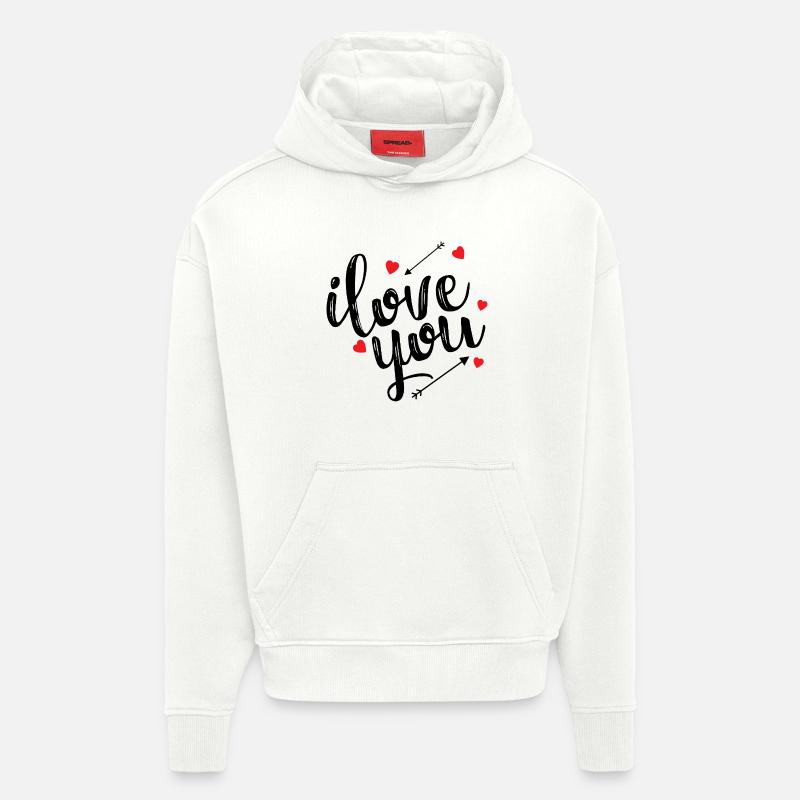 Je T'aime Déclaration Amour Romantique Passion - Sweat à capuche bio épais oversize fabriqué en UE - OFF WHITE