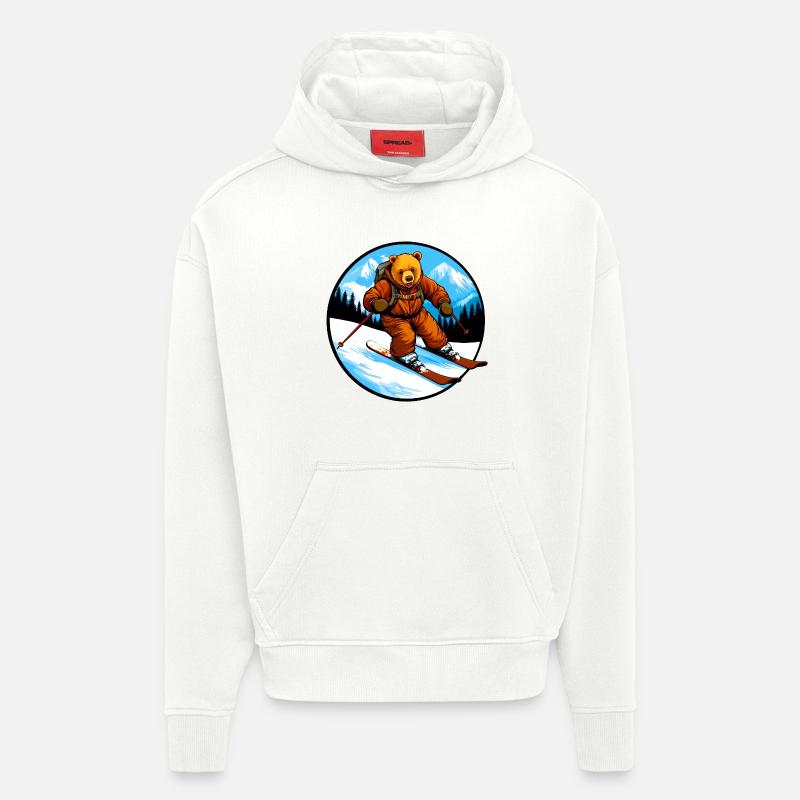 Ski Bear - Sweat à capuche bio épais oversize fabriqué en UE - OFF WHITE