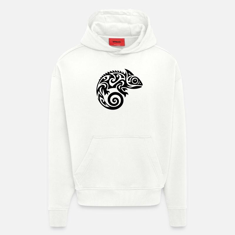 Tatouage mignon petit bébé caméléon - Sweat à capuche bio épais oversize fabriqué en UE - OFF WHITE
