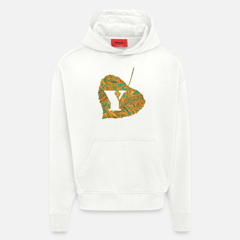 Feuille E 95 Y - Sweat à capuche bio épais oversize fabriqué en UE - OFF WHITE