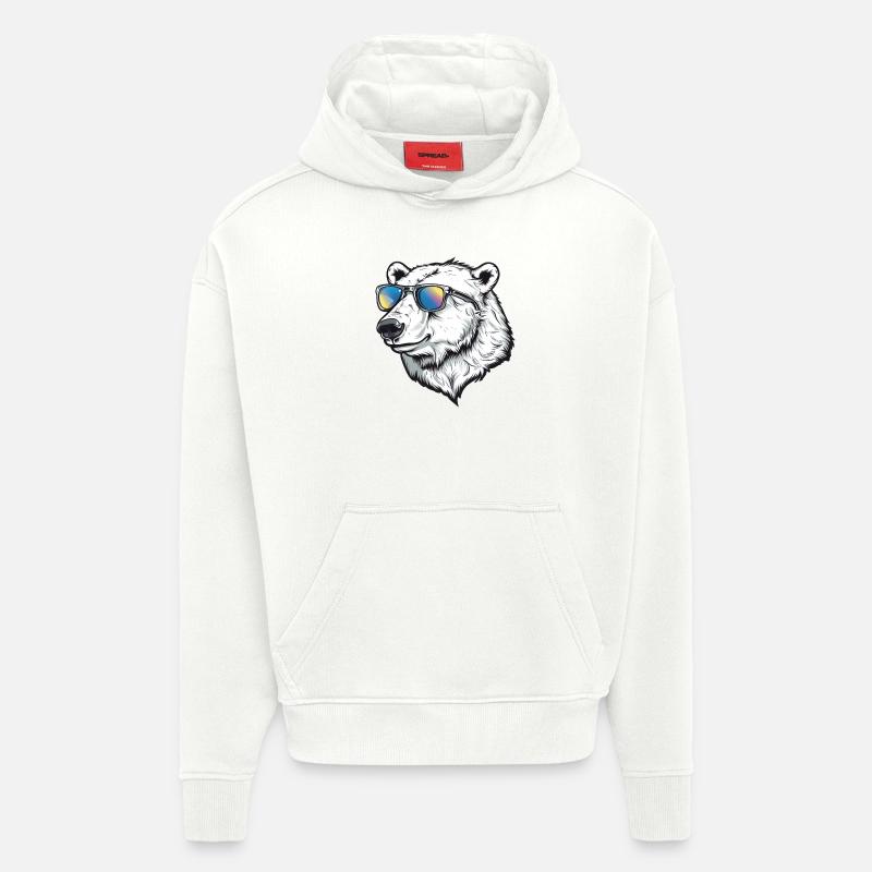 Ours polaire Drôle Soleil d’été - Sweat à capuche bio épais oversize fabriqué en UE - OFF WHITE