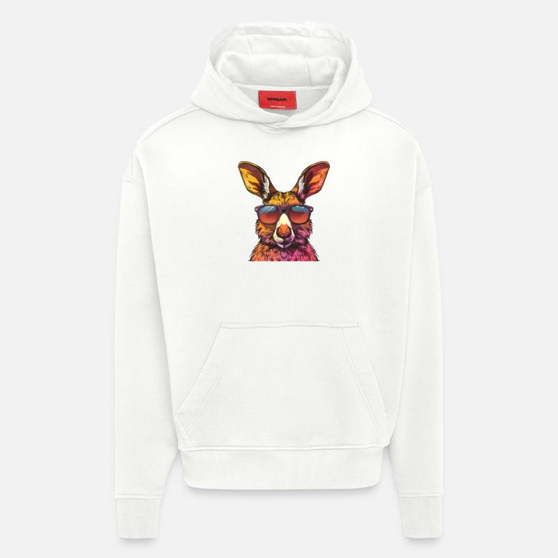 Lunettes de soleil kangourou drôle - Sweat à capuche bio épais oversize fabriqué en UE - OFF WHITE