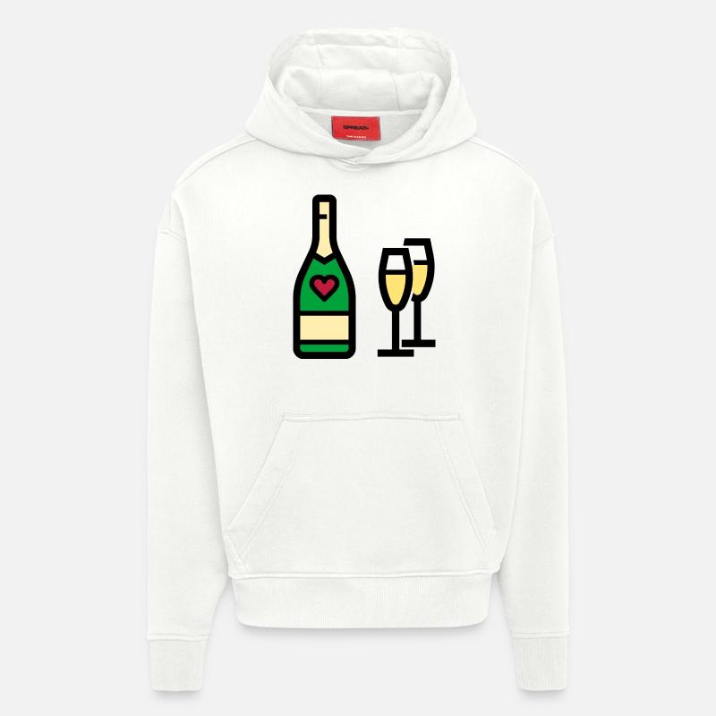 ou mousseux pour la Saint-Valentin - Sweat à capuche bio épais oversize fabriqué en UE - OFF WHITE