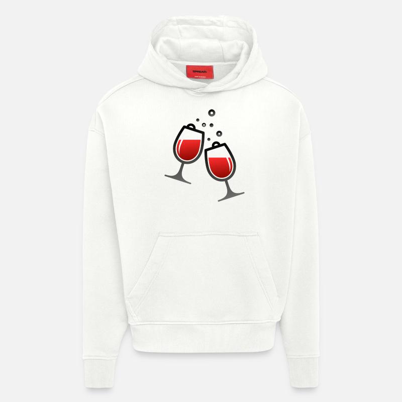 Deux verres de vin - Sweat à capuche bio épais oversize fabriqué en UE - OFF WHITE