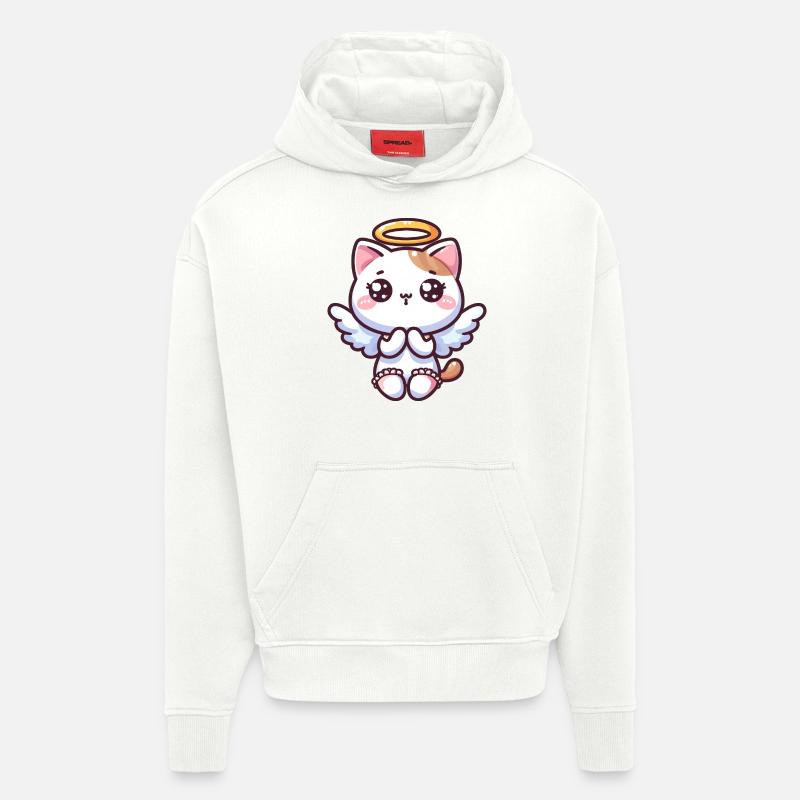 Ange Chat Anime Ange Chaton - Sweat à capuche bio épais oversize fabriqué en UE - OFF WHITE