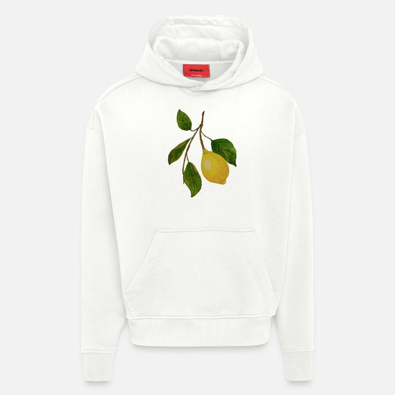 Branche de citron - Sweat à capuche bio épais oversize fabriqué en UE - OFF WHITE