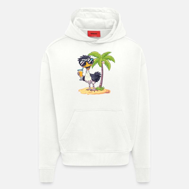Ostrich Summer Beach Comic - Hoodie- made by SPREAD  - OFF WHITE