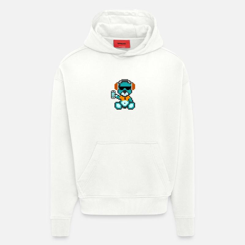 Pixel Bear Geek - Sweat à capuche bio épais oversize fabriqué en UE - OFF WHITE
