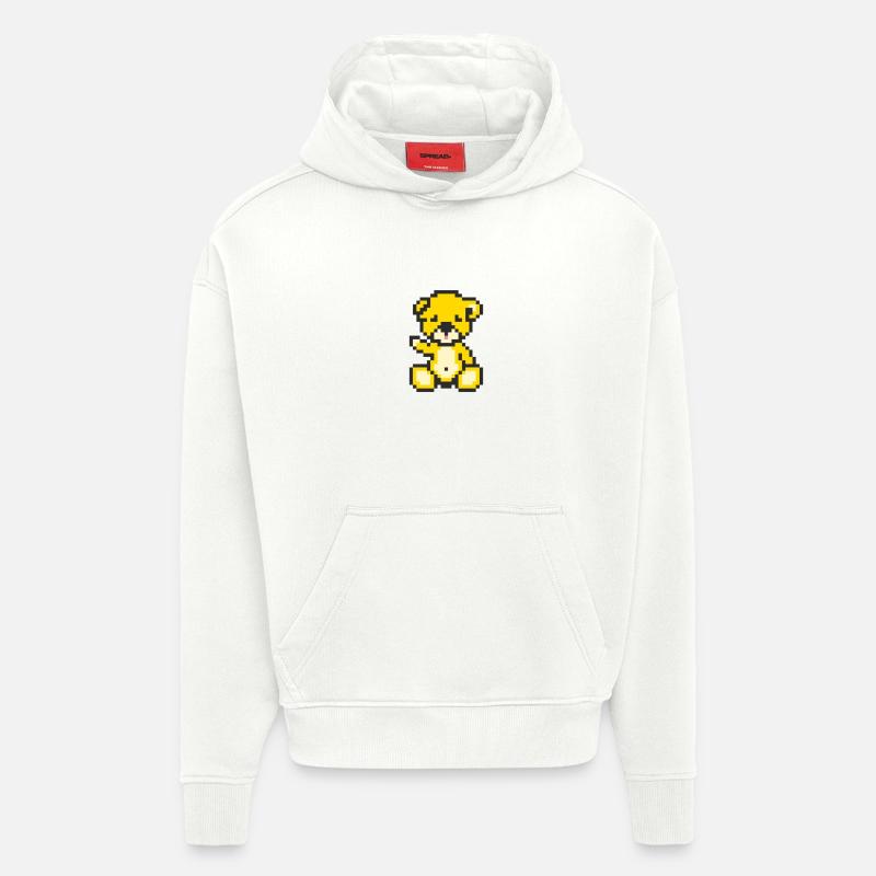 Pixel Bear Sunny - Sweat à capuche bio épais oversize fabriqué en UE - OFF WHITE