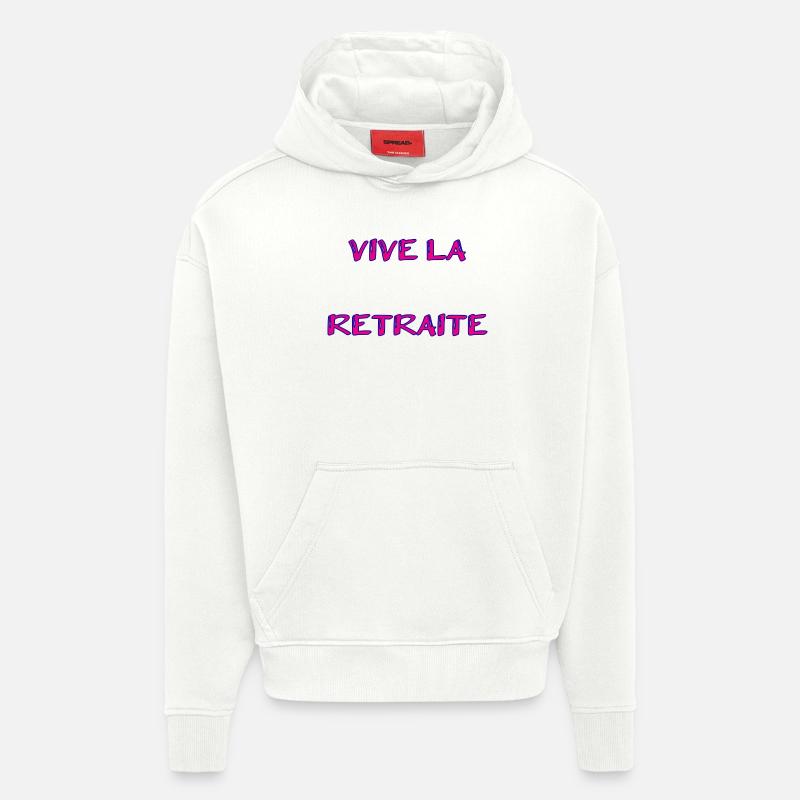 RETRAITE. RETRAITE. RETRAITEE. RETRAITE - Sweat à capuche bio épais oversize fabriqué en UE - OFF WHITE