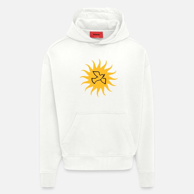Colombe de la paix Sun - Sweat à capuche bio épais oversize fabriqué en UE - OFF WHITE