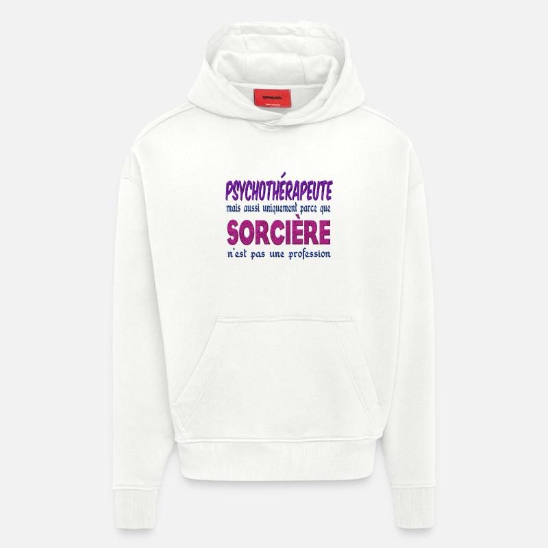 Psychothérapeute Sorcière - Sweat à capuche bio épais oversize fabriqué en UE - OFF WHITE