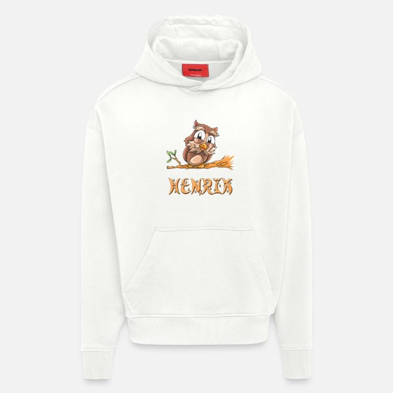 Hibou Henrik - Sweat à capuche bio épais oversize fabriqué en UE - OFF WHITE
