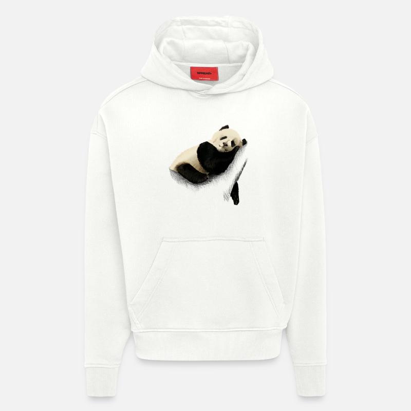 Panda - Sweat à capuche bio épais oversize fabriqué en UE - OFF WHITE