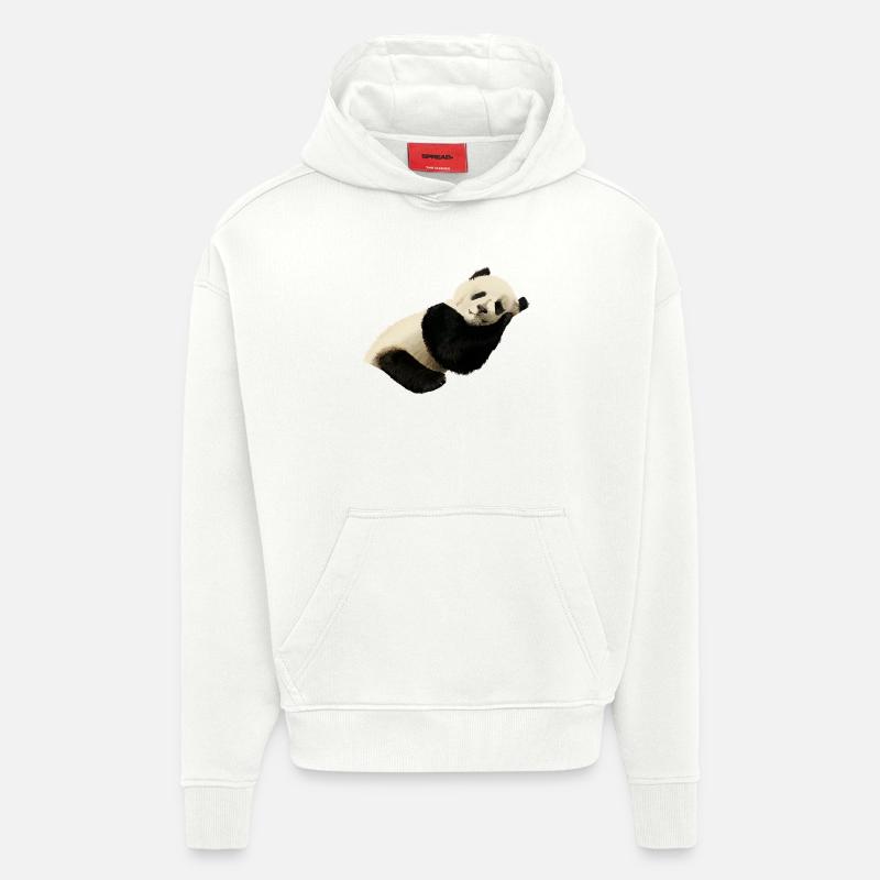 Panda - Sweat à capuche bio épais oversize fabriqué en UE - OFF WHITE