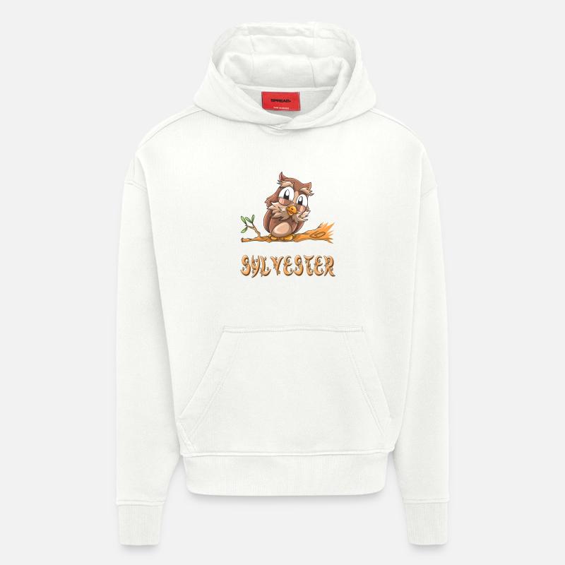 hibou Sylvester - Sweat à capuche bio épais oversize fabriqué en UE - OFF WHITE