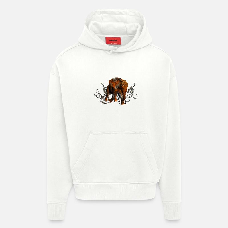 Stunning steampunk elephant - Hoodie- made by SPREAD  - OFF WHITE