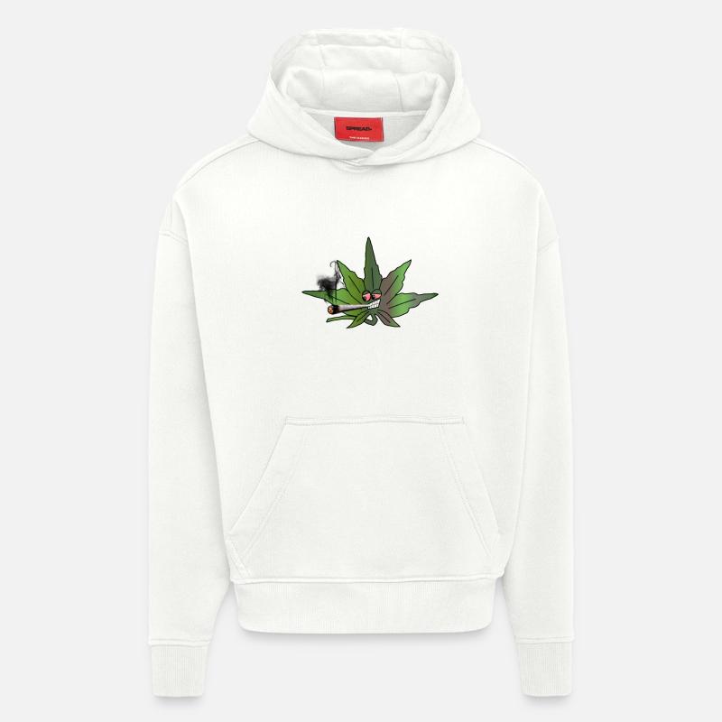 cannabis - Sweat à capuche bio épais oversize fabriqué en UE - OFF WHITE