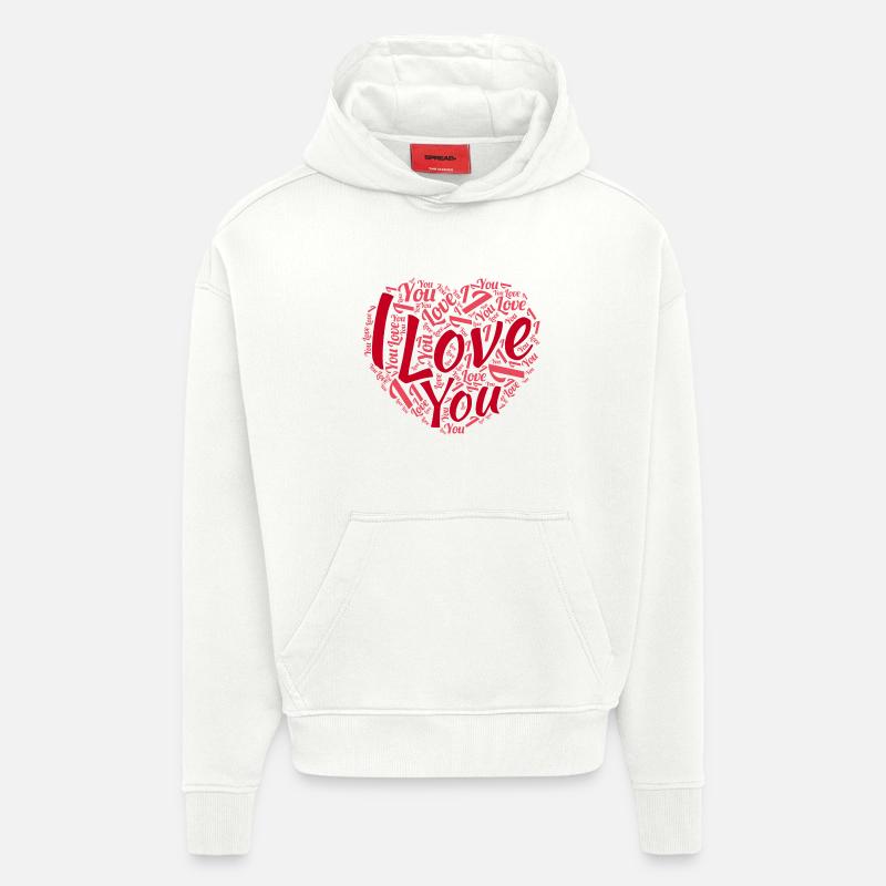 Saint Valentin - Sweat à capuche bio épais oversize fabriqué en UE - OFF WHITE