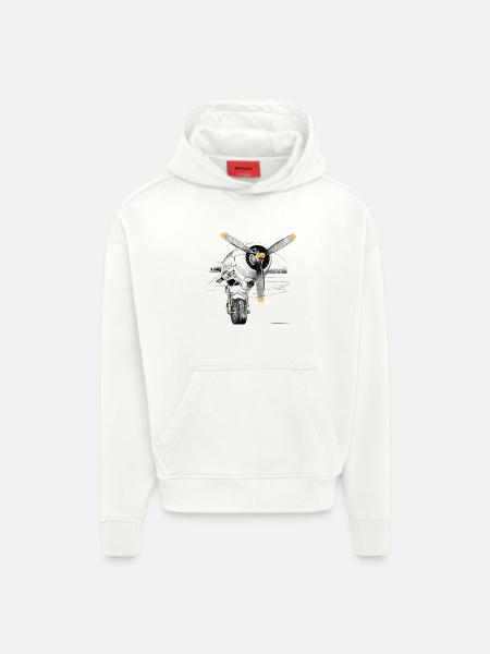 Motor - Sweat à capuche bio épais oversize fabriqué en UE - OFF WHITE