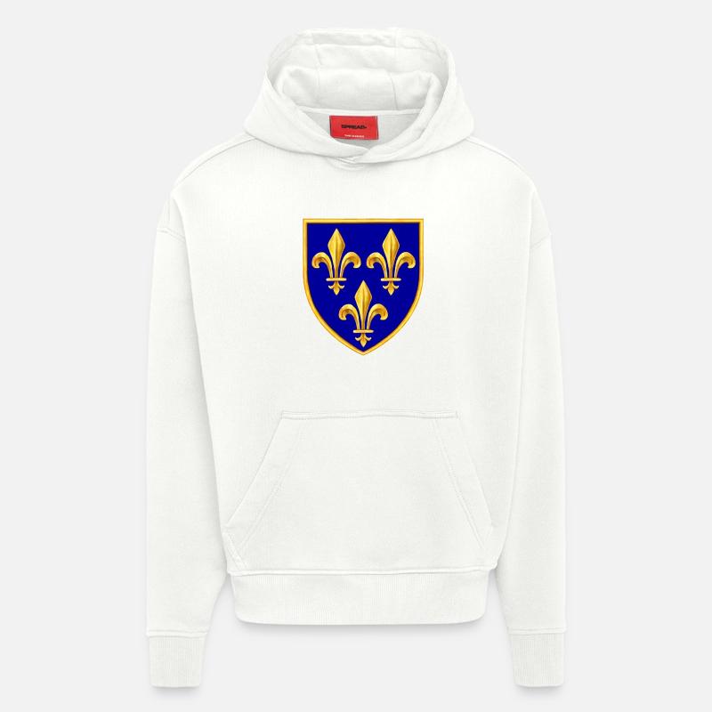 fleurs de lys - Sweat à capuche bio épais oversize fabriqué en UE - OFF WHITE
