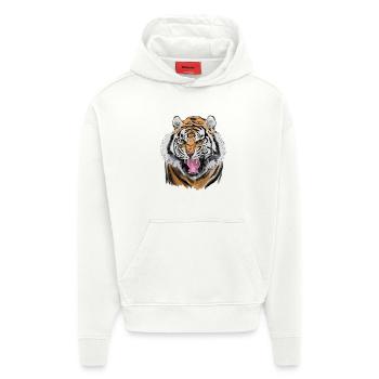 Aggressive Tiger Gesicht Illustration - Hoodie- made by SPREAD  - OFF WHITE - Vorne