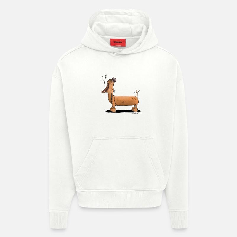 Crier Dachshund - Teckel - Bande Dessinée - Sweat à capuche bio épais oversize fabriqué en UE - OFF WHITE
