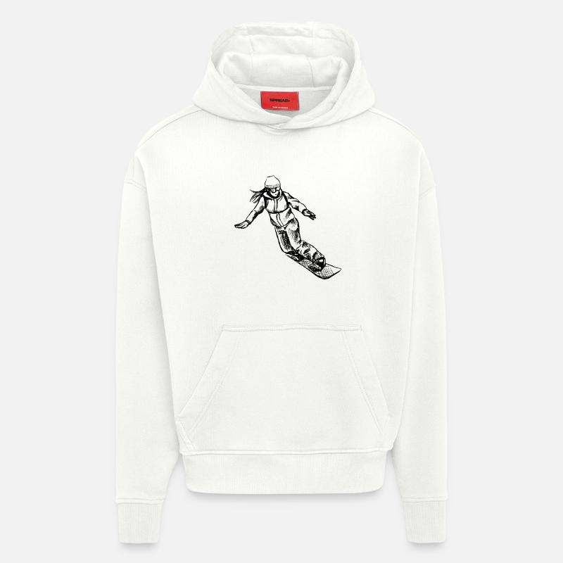 Snowboarder I - Sweat à capuche bio épais oversize fabriqué en UE - OFF WHITE