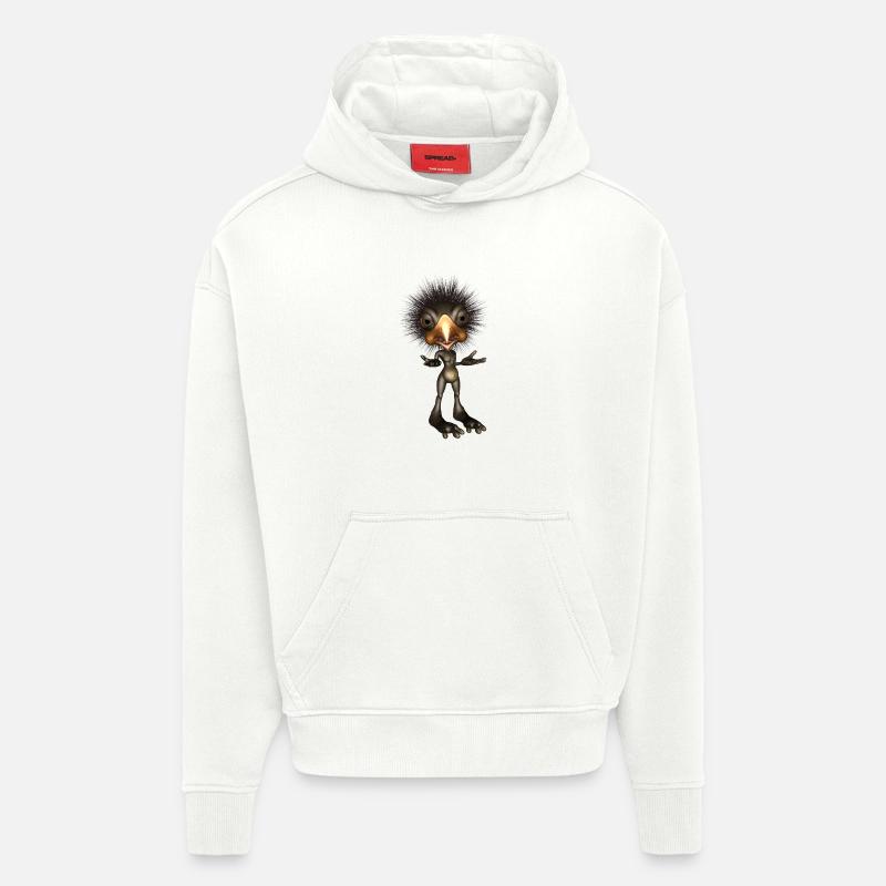 Oiseau mignon drôle - Sweat à capuche bio épais oversize fabriqué en UE - OFF WHITE