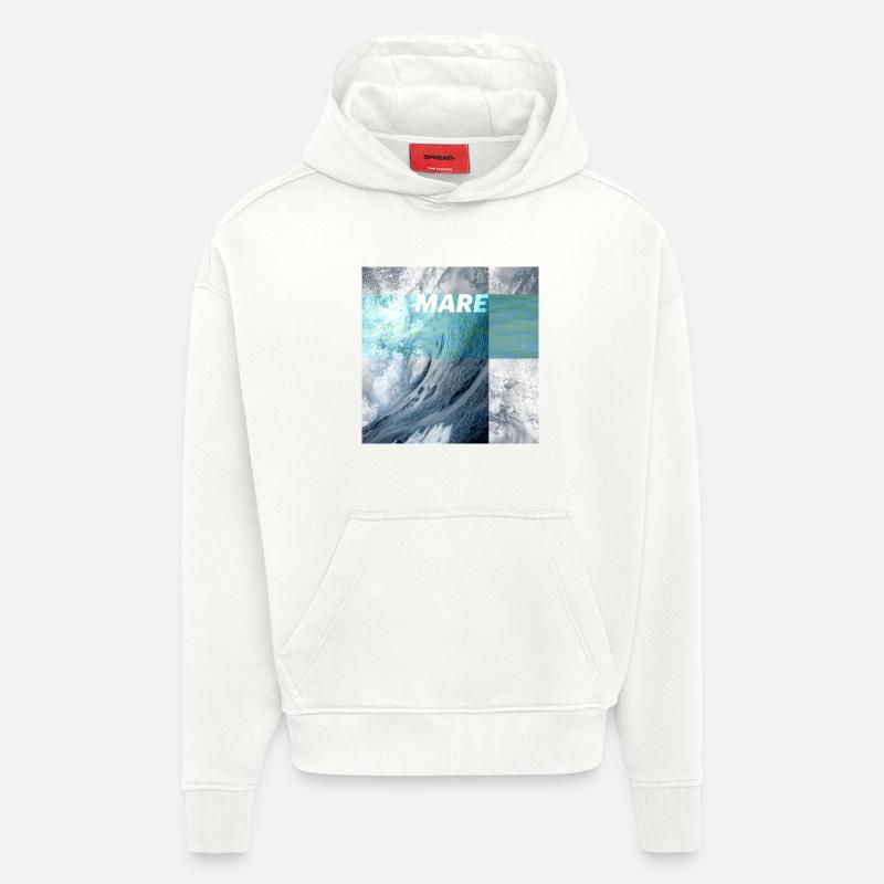 MARE – la mer vous appelle - Sweat à capuche bio épais oversize fabriqué en UE - OFF WHITE