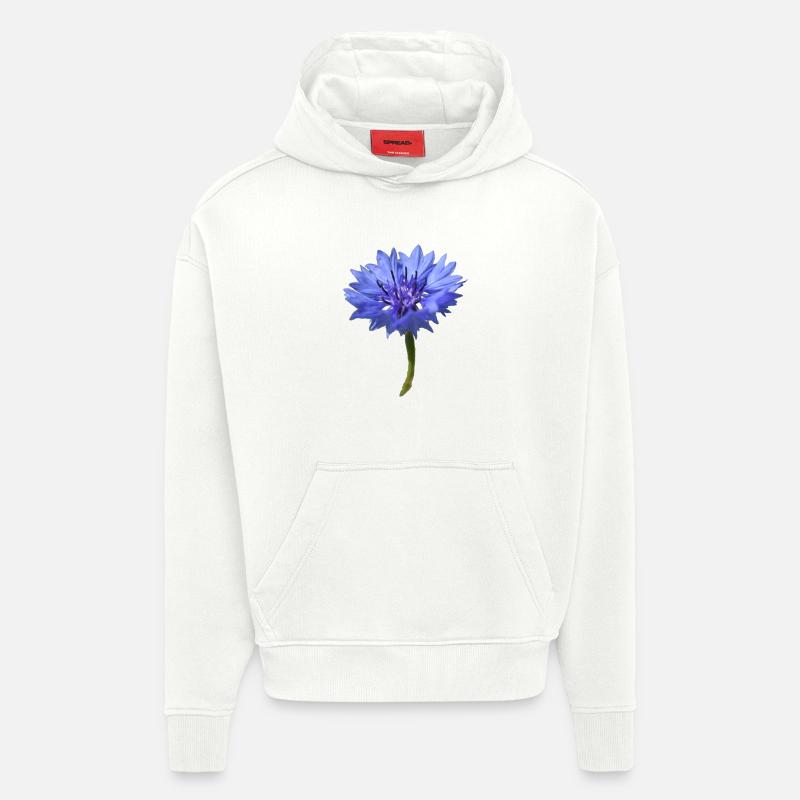 Fleur de maïs bleu - Sweat à capuche bio épais oversize fabriqué en UE - OFF WHITE