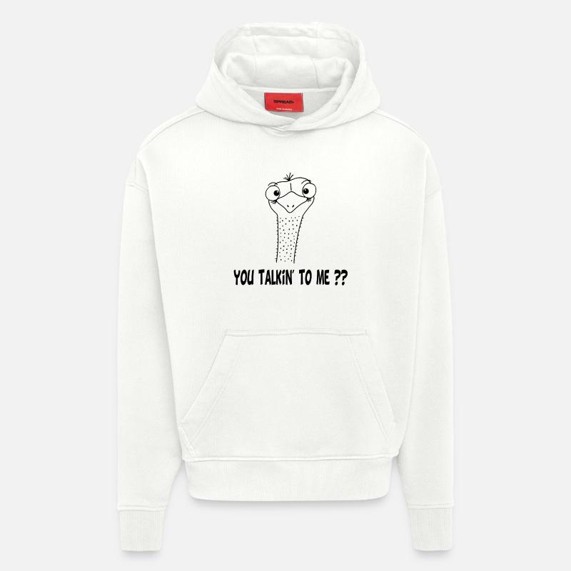 Oiseau noir rigolo - Sweat à capuche bio épais oversize fabriqué en UE - OFF WHITE