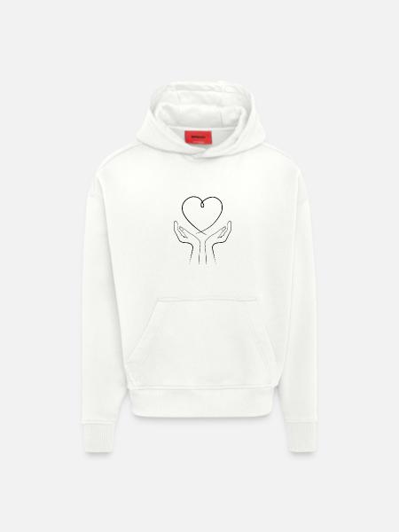 Love in your hands - Hoodie- made by SPREAD - OFF WHITE