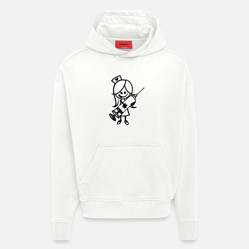 Infirmière aide-soignante Travailleur social - Sweat à capuche bio épais oversize fabriqué en UE - OFF WHITE