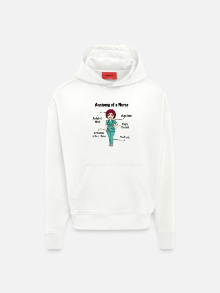 Infirmière soignante assistante sociale - Sweat à capuche bio épais oversize fabriqué en UE - OFF WHITE
